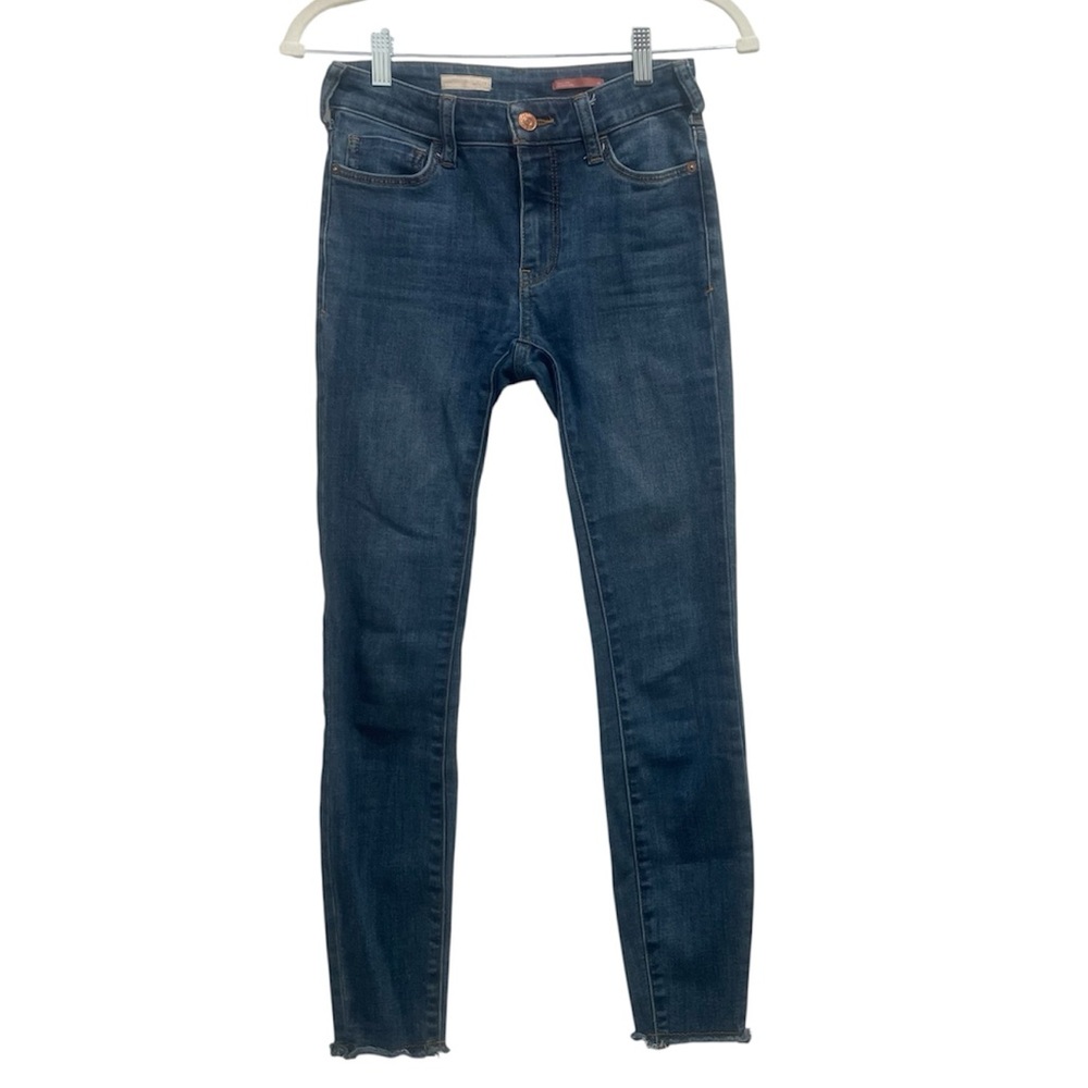 Pilcro Women's High Rise Skinny Jeans with raw edge hem Size 25